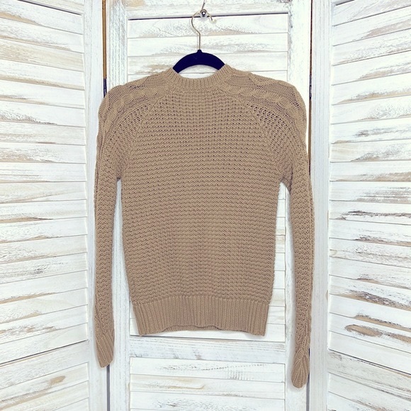 #22 MICHEAL l Micheal Kors Tan Gold Zipper Detail Crew Neck Sweater XS - Picture 4 of 7